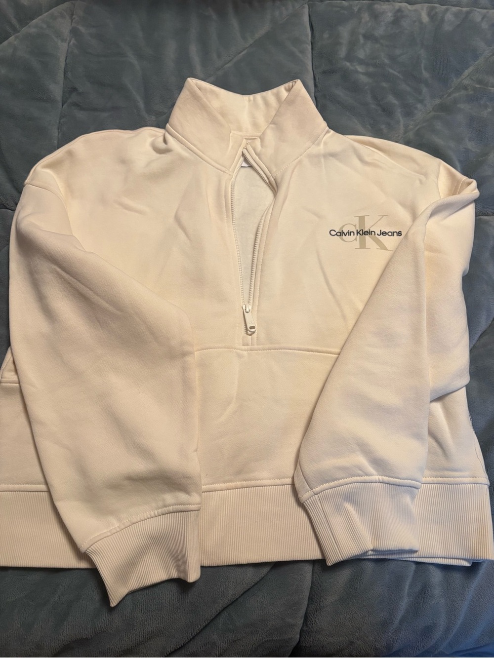 Calvin Klein Jeans Ivory Quarter-Zip Pullover